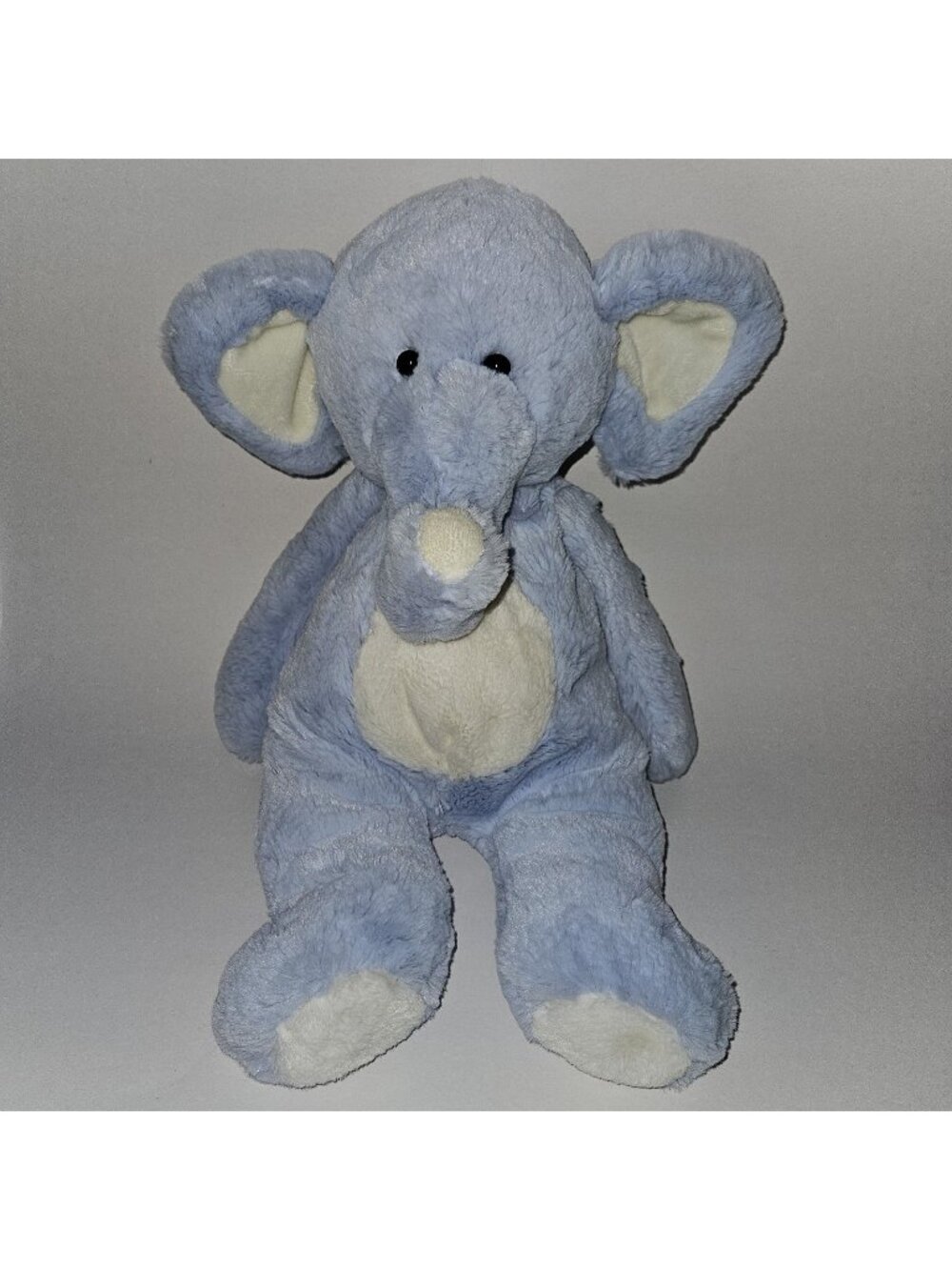 People Pals Blue White Elephant Plush Floppy 15" Stuffed Animal Toy